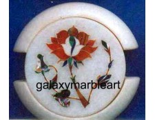 Agra marble inlay coaster set 3.5" Cs-20